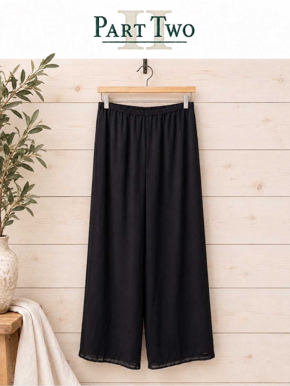 Part Two  VINTAGE Sheer Wide-Leg Pants – Black – Size M